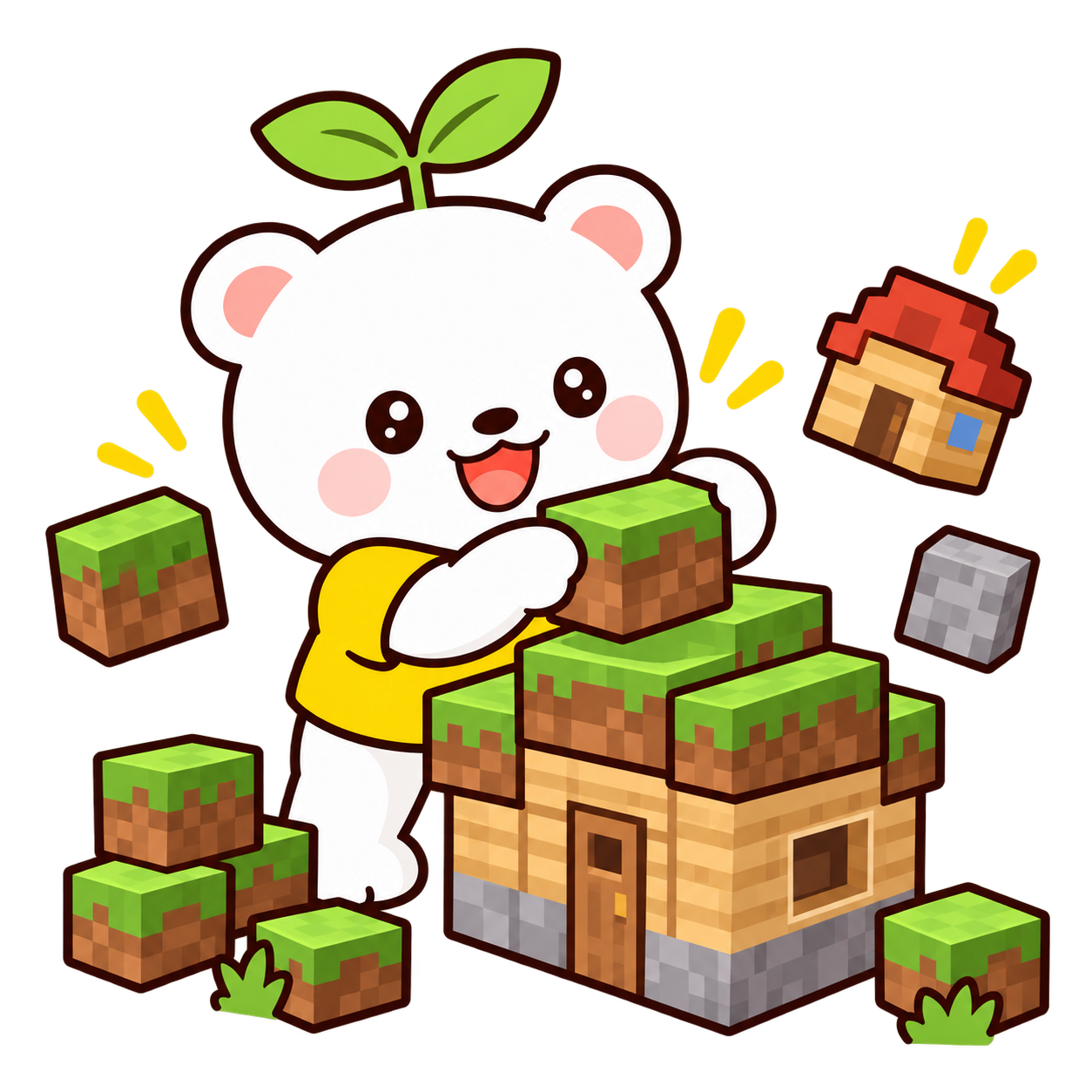 ブロックを積んで家を作るBudsくま