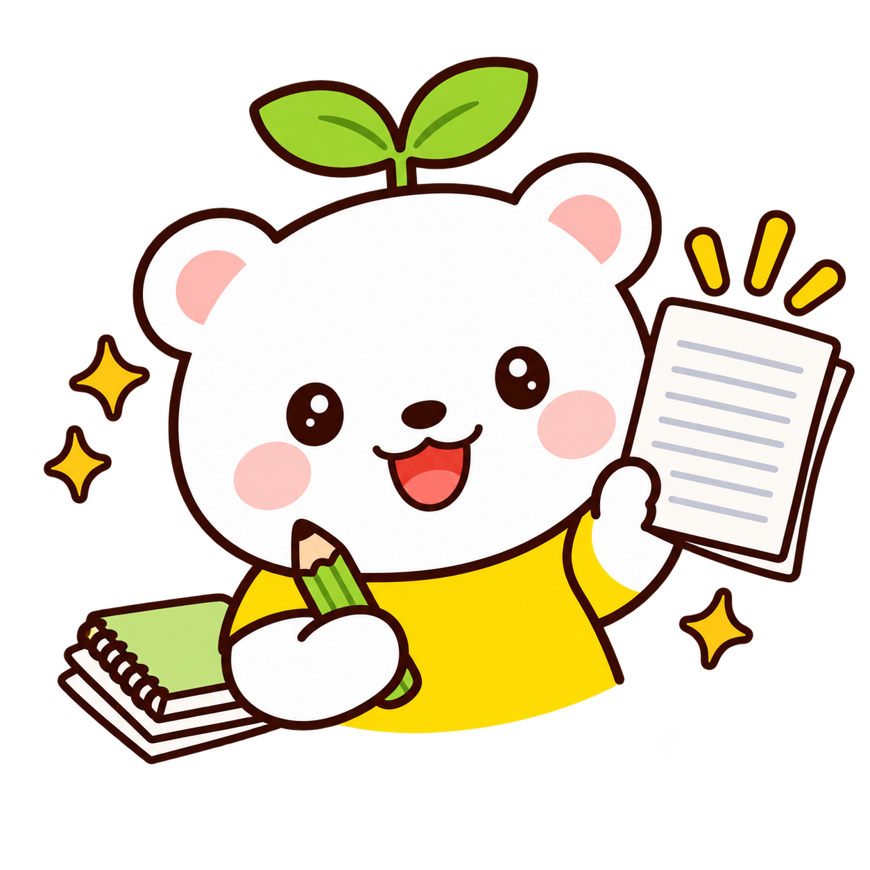 ノートに文章を書くBudsくま